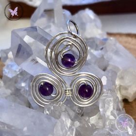 Amethyst Celtic Triskelion Silver Pendant